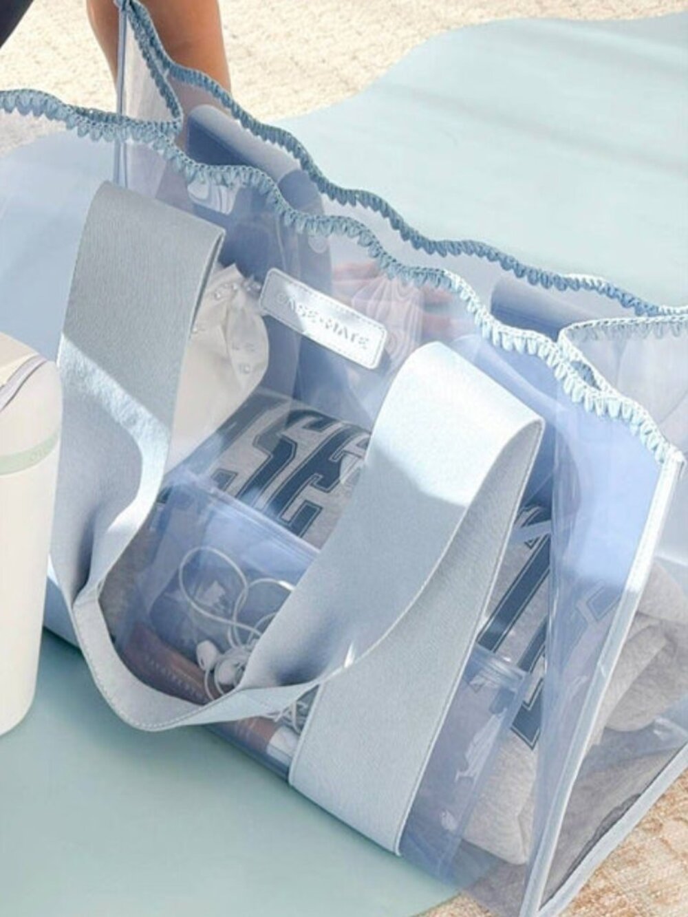 Case-Mate Jelly Tote Carolina Blue Clear Beach Pool Cruise Travel Carryall NWT - Picture 8 of 9